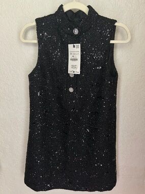 Zara Black Sequin Mini Dress